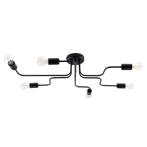 Lampadario Vector 6 Nero 6Xe27 15W Acciaio 15.5X64X80Cm Sollux Lighting-image