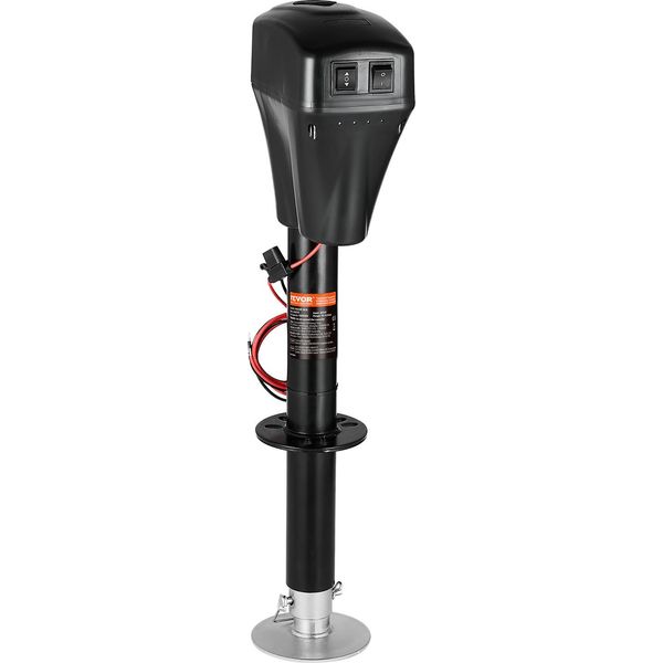 Vevor Martinetto Elettrico Per Rimorchi Da 5000 Lbs Con Connessione A 2 Vie, Manovella E Coperchio Del Martinetto, Corsa 255-860 Mm Per Camper, Rimorchi E Camper, Nero-image