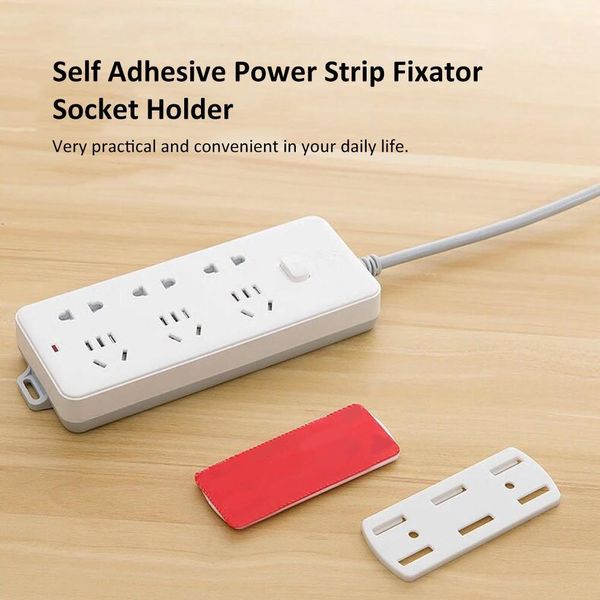 Fissatore Di Strisce Elettriche Autoadesivo Supporto Per Prese Di Corrente Supporto Per Prese Da Tavolo Senza Punzonatura Organizzatore Per Prese Di Corrente Da Parete-image