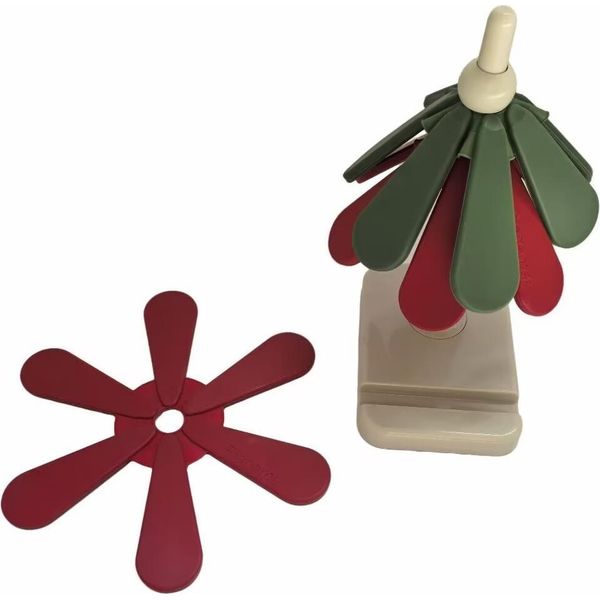 Inf Sottopentola Pieghevole In Silicone Serie Natalizia - 2 Pezzi, Resistente Al Calore Rosso+Verde-image