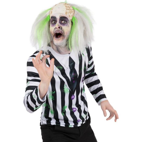 Beetlejuice - Top Per Uomo/Donna Unisex, Costume SM3427 (M) (Nero/Bianco)-image
