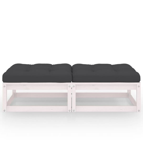 Vidaxl Poggiapiedi Da Giardino Con Cuscino 2 Pz. Legno Di Pino Massiccio-image
