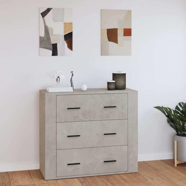 The Living Store Credenza Cemento Grigio 80X33X70 Cm Materiale Legno-image