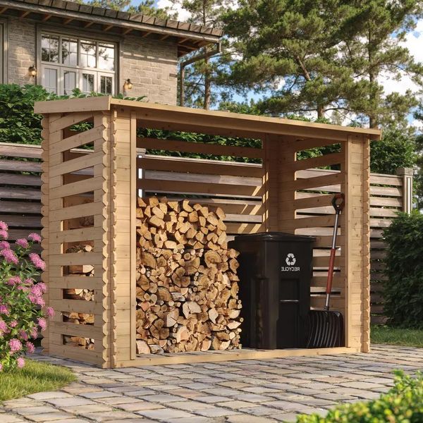 Porta Legna Da Ardere - 4,3 M3 - L146Xl232Xh199 Cm - Porta Legna Da Esterno - Porta Legna Per Giardino - Contenitore Per Biciclette / Capanno - Tetto Impermeabile - Timbela M202-image