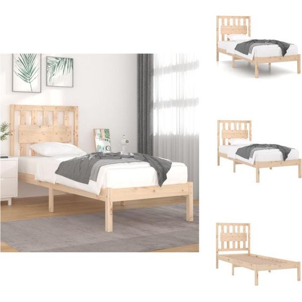 Vidaxl Letto In Legno Massiccio Di Pino 90X190 Cm - Letti E Strutture Letto-image