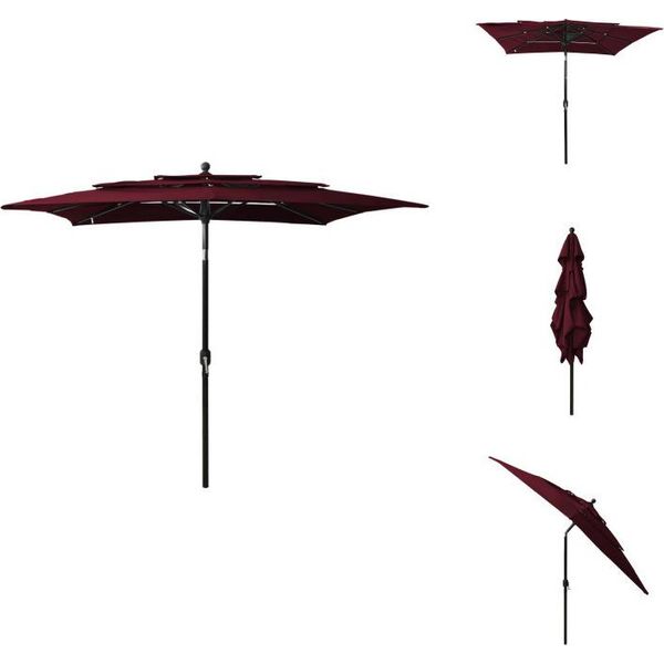 Vidaxl Ombrellone Con Palo In Alluminio A 3 Strati Rosso Bordeaux 2,5X2,5 M - Ombrelloni E Tende Da Sole-image