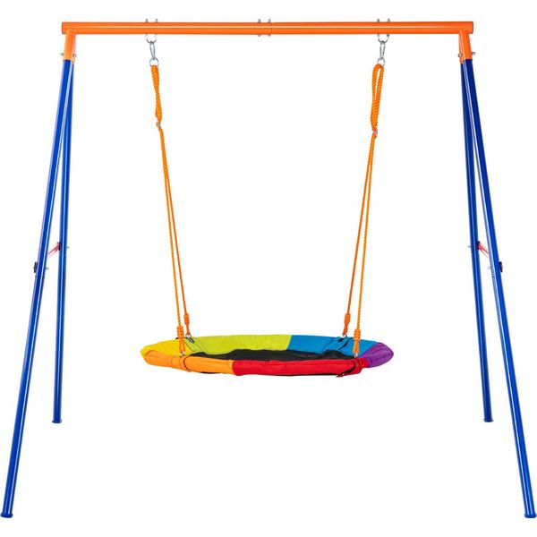 Vevor Set Di Altalene Per Il Giardino, Portata 200 Kg, Set Di Altalene, Seggiolino A Disco Da 101,6 Cm Con Robusto Supporto Per Altalena Con Telaio Ad A In Metallo E Corda Regolabile, Facile Da Montare, Set Di Altalene Da Esterno Per Bambini-image
