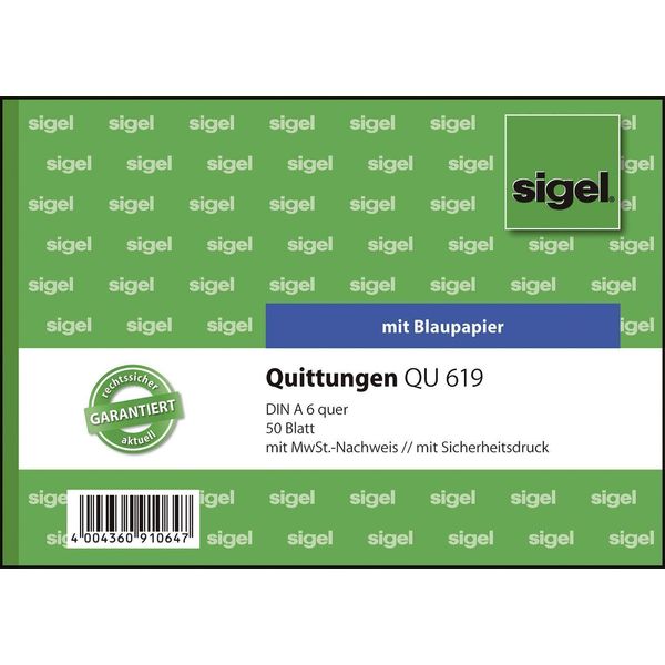 Sigel QU619 Ricevute Con Stampa Di Sicurezza - A6 Orizzontale, Mp, Bl, 50 Fogli-image