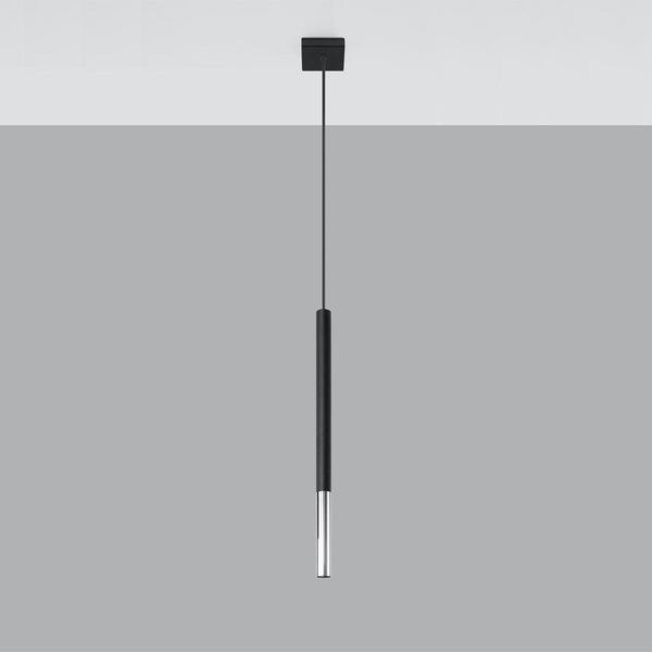 Lampada A Sospensione Mozaica 1 Nero/Cromo 1Xg9 8W Acciaio 100X8X8Cm Sollux Lighting-image