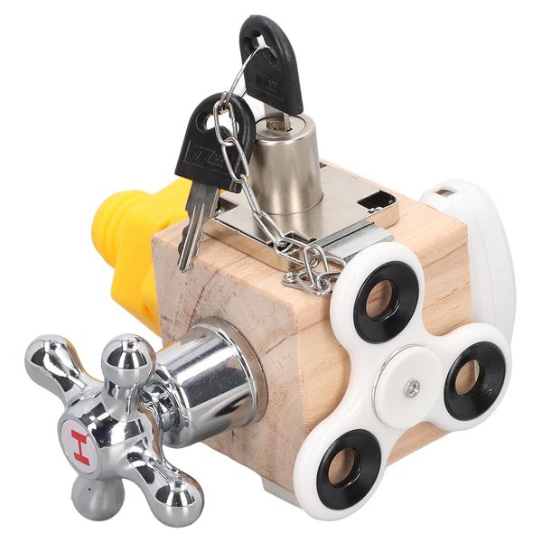 Cubo Di Attività In Legno Cubo Di Attività Sensoriale Per Bambini, Gioco Per L'apprendimento Precoce Giocattolo Per Il Grimaldello Montessori-image