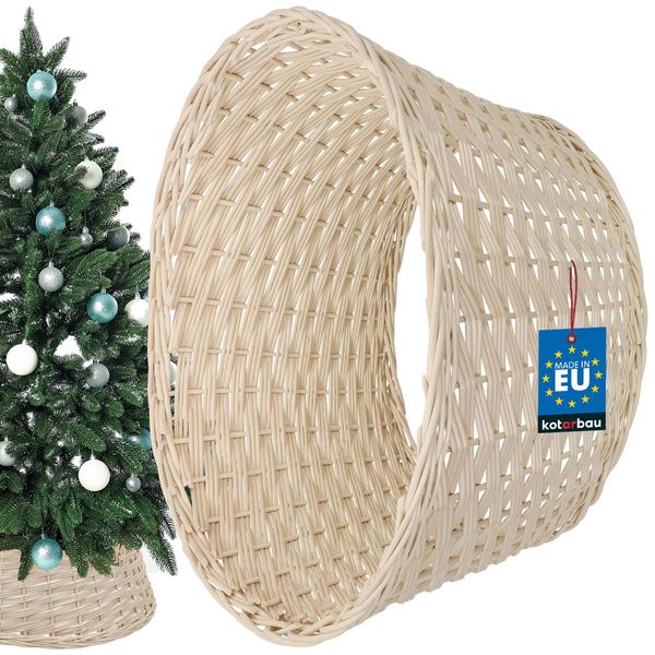 Kotarbau® Gonna Per Albero Di Natale In Salice Ø 55 Cm Sbiancato Supporto Per Albero Di Natale In Rattan Naturale Cesto Per Albero Di Natale, Supporto Per Albero Di Natale-image