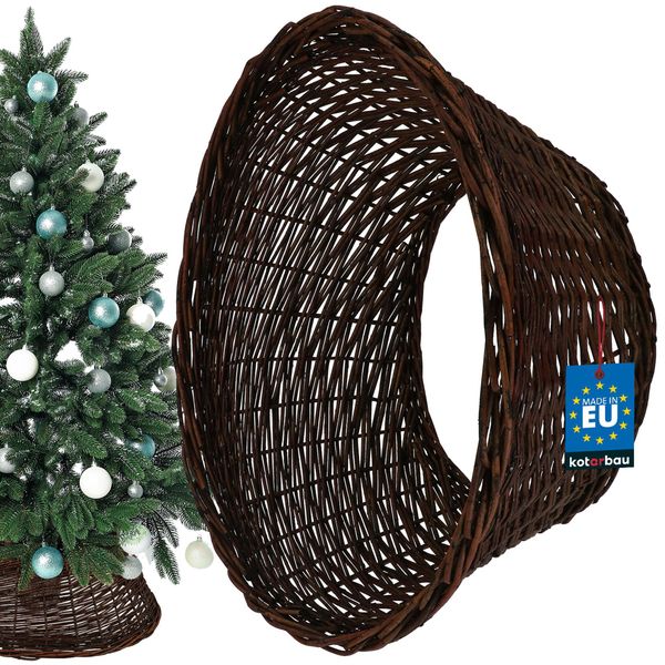 Gonna Per Albero Di Natale Kotarbau® In Salice Ø 55 Cm, Supporto Per Albero Di Natale Marrone Scuro In Rattan Naturale, Cesto Per Albero Di Natale, Copertura Per Albero Di Natale-image