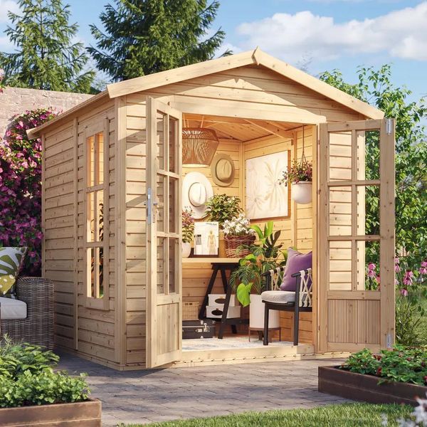 Casetta Da Giardino In Legno 4 M2 - H233 X 233 X 222 Cm - Grande Casetta Da Giardino Multifunzionale - Casetta Per Attrezzi In Legno Da Giardino - Casetta In Legno Per Ufficio In Giardino - Timbela M351FB-image