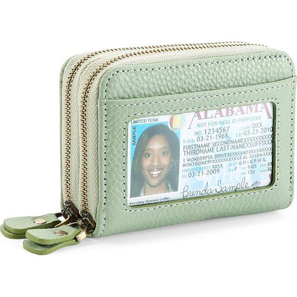 Portafoglio Da Donna Piccolo In Vera Pelle, Portafoglio Con Protezione Rfid Tasca Portamonete Portafoglio Con Cerniera Portacarte Con Molti Slot Per Carte Di Credito-image