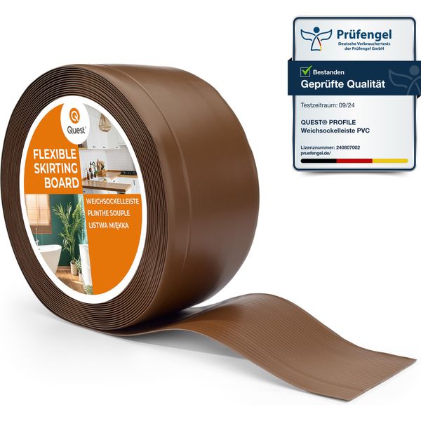 Quest Battiscopa In Pvc 100X25Mm, 5M, Battiscopa Morbido, Flessibile, Bronzo-image