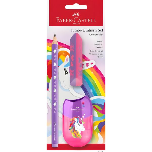 Faber-Castell 111528 FABER-CASTELL Set Da Scrittura Unicorno Jumbo, Viola, 3 Pezzi-image
