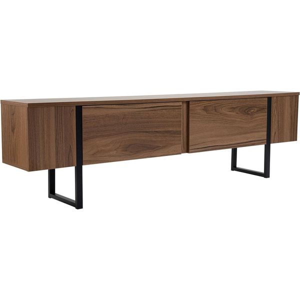 Dmora Mobile Porta Tv Tarquin 29.5X180X50H Cm Marrone Noce, Apertura A Ribalta 2 Vani-image