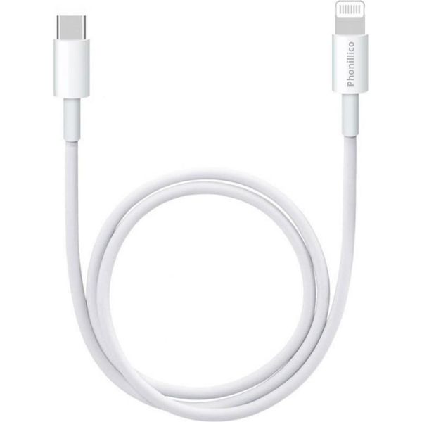 Cavo Lightning USB-C Per Iphone 14 / 14 Plus / 14 Pro / 14 Pro Max / 13 / 13 Mini / 13 Pro / 13 Pro Max / 12 / 12 Mini / 12 Pro / 12 Pro Max / 11 Pro / 11 Pro Max / Se 2022 / Se 2020 - Bianco 2M Phonillico-image