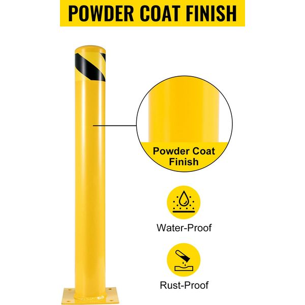 Succebuy Dissuasore Di Sicurezza 42" X 5,5"", Diametro Esterno 5-1/2"", Barriera In Acciaio Giallo Verniciato A Polvere, Include 4 Bulloni Di Ancoraggio, Ideale Per Aree Sensibili Al Traffico"-image