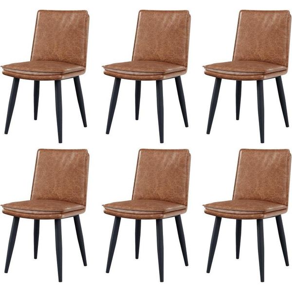 Aiorber 6 Sedie Da Pranzo In Pu, Cuscini A Doppio Strato, Moderne E Confortevoli, Gambe In Metallo, Marrone-image
