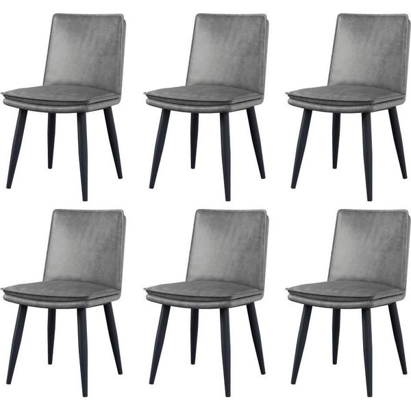 Aiorber 6 Sedie Da Pranzo In Pu, Cuscini A Doppio Strato, Moderne E Confortevoli, Gambe In Metallo, Grigio-image