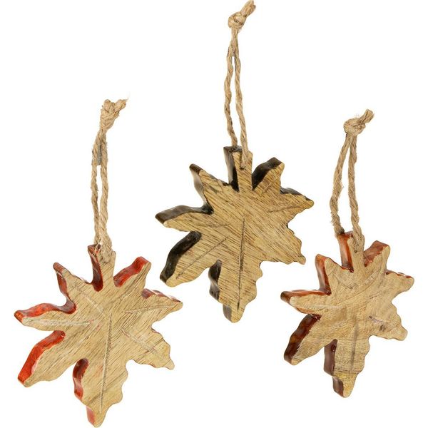 Decorazioni Autunnali In Legno Foglia D'acero Per Finestre E Tavoli, 6 Pezzi-image