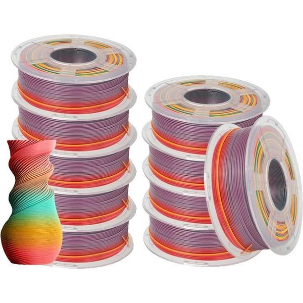 Filamento 3D, Alta Fluidità, Materiale Biodegradabile, Pla 10Rainbow01-image