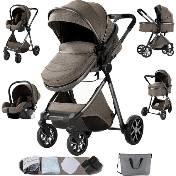 Passeggino Per Bambini, Modalità 3 In 1, Design Leggero, Marrone Moka-image