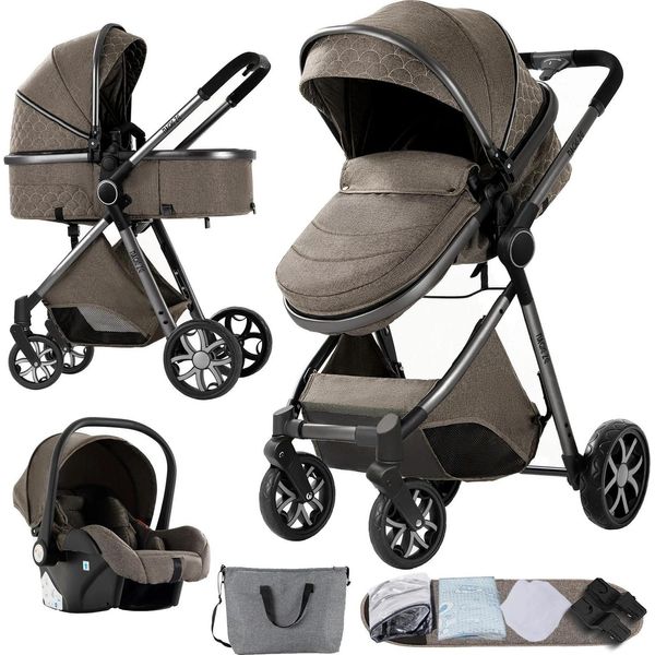Passeggino Per Bambini, Convertibile 3 In 1, Design Leggero, Marrone Moka-image