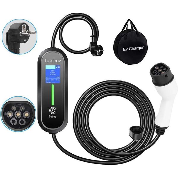 Caricabatterie Per Veicoli Elettrici, Compatibilità Con Il Tipo 2, Corrente Regolabile, Nuovo Tipo 2 Da 3,5 Kw 16A, TYPE2-image