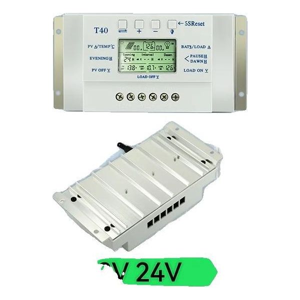 Regolatore Di Carica Solare, Tecnologia Mppt, Controllo A Doppio Timer, 40A, 12 24V Auto-image