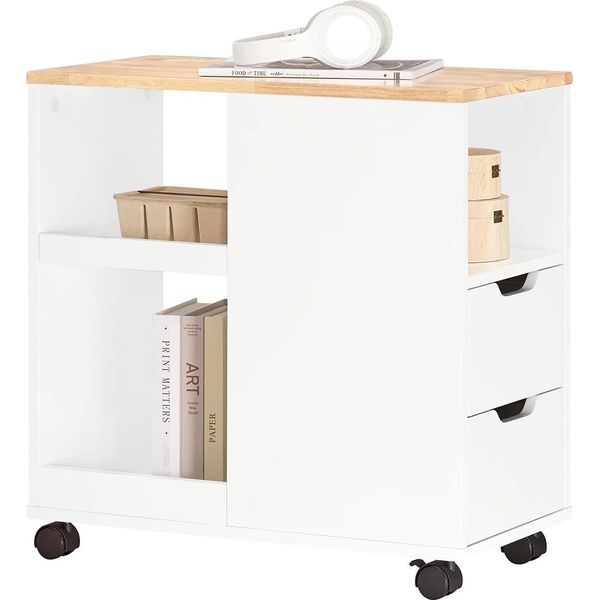 Tavolo Per Stampante, Design Salvaspazio, Spazio Di Archiviazione Regolabile, Bianco-image