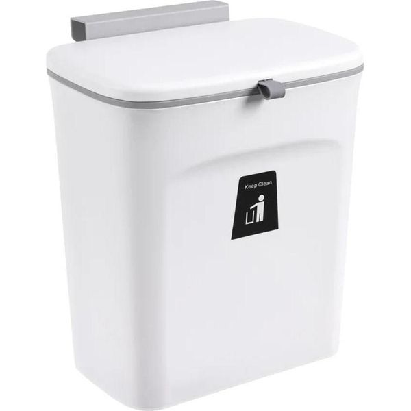 Cestino Per Rifiuti, A Parete, Design Ecologico, Bianco, 9 Litri-image