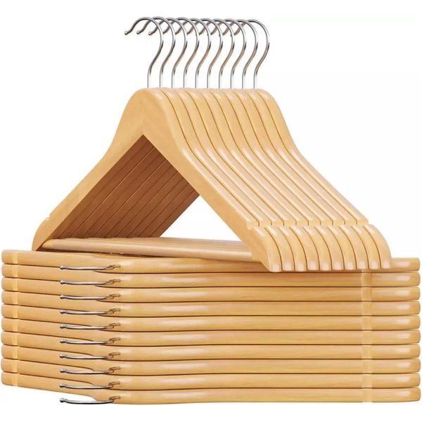 Appendiabiti In Legno, Gancio Rotante A 360°, Design Antiscivolo, Colore Naturale, 36 Appendini-image