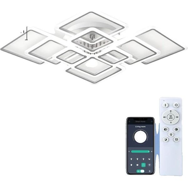 Lampada Da Soffitto, Luminosità Regolabile, Design Moderno, 10 Teste, App Con Rc Dimmerabile, 10 Teste, App Con Rc Dimmerabile-image
