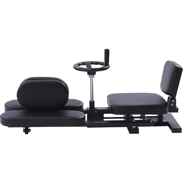 Macchina Per Lo Stretching Delle Gambe, Struttura Resistente, Poggiapiedi Regolabile, Nero-image