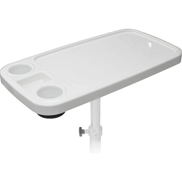 Tavolo Da Barca, Materiale Impermeabile, Portabicchieri Integrato, Bianco-image