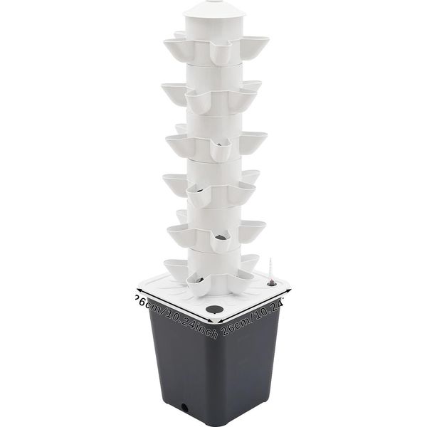 Kit Per La Coltivazione Idroponica, Struttura Verticale A 6 Stadi, Pompa Dell'acqua Inclusa, Bianco - Grigio-image
