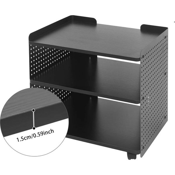 Supporto Per Stampante, Design A 3 Livelli, Spazio Di Archiviazione Regolabile, Nero-image