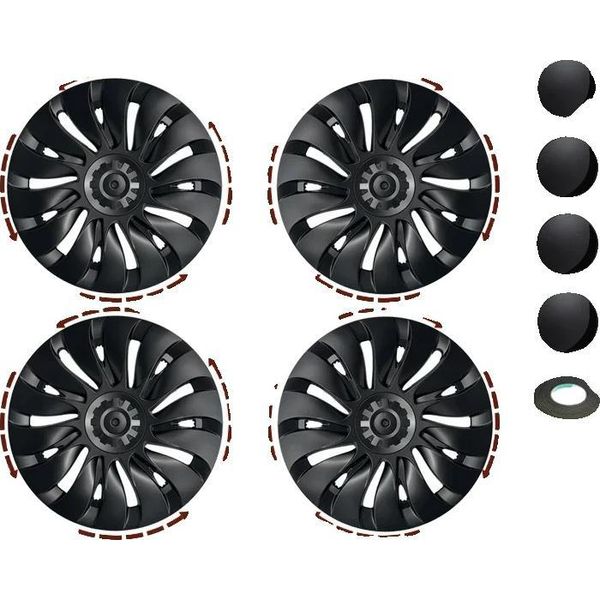Coprimozzo, Copertura Completa Del Cerchio, Compatibile Con Tesla Model Y, Lr Nero Opaco-image