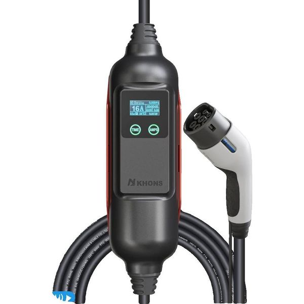 Caricabatterie Portatile Per Veicoli Elettrici, Potenza 11KW, Corrente Regolabile, Adattatore 11KW E 16A, TYPE2-image