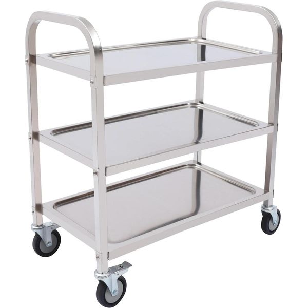 Carrello Portaoggetti, Acciaio Inox, Design A 3 Livelli, Argento-image