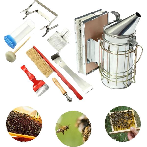 Set Di Attrezzi Per L'apicoltura, Materiali Resistenti, Set Completo Di 8 Pezzi, Argento-image