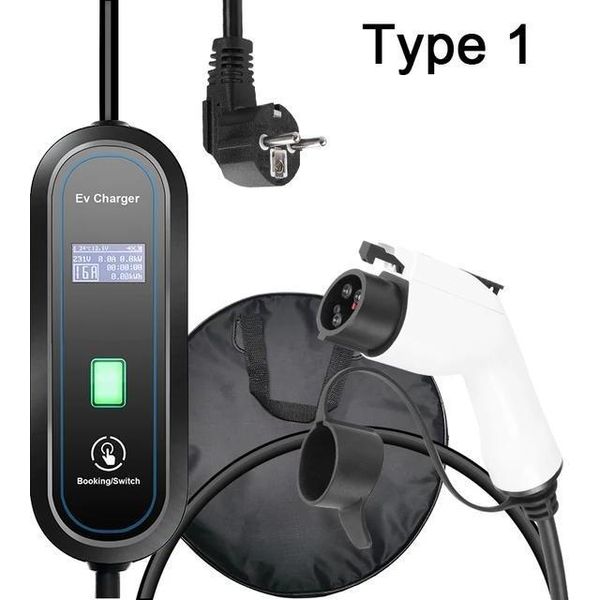 Caricabatterie Portatile Per Veicoli Elettrici, 3,5 Kw, Corrente Regolabile, 3,5 Metri 16A Tipo 1-image