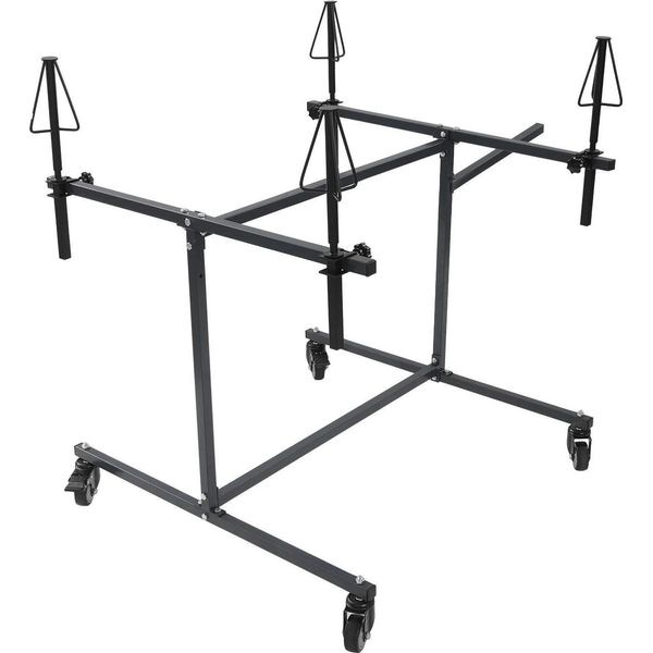 Cavalletto Per Verniciatura A Rotelle - Cavalletto Per Asciugatura E Riparazione - 4 Coni - 4 Ruote Piroettanti - Portata 100 Kg - Altezza Del Cono Regolabile Di 15 Cm - Acciaio Zincato - Nero-image