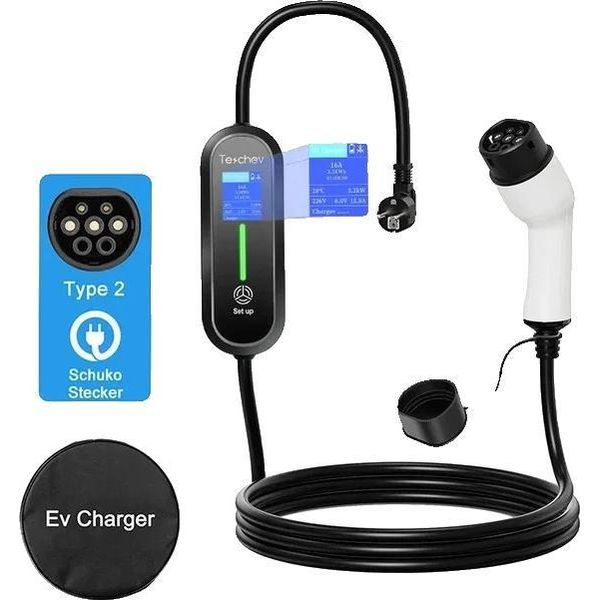 Caricatore Portatile Per Veicoli Elettrici, 3,5 Kw, Corrente Regolabile, 3,5 Metri Nuovo Tipo 2-image