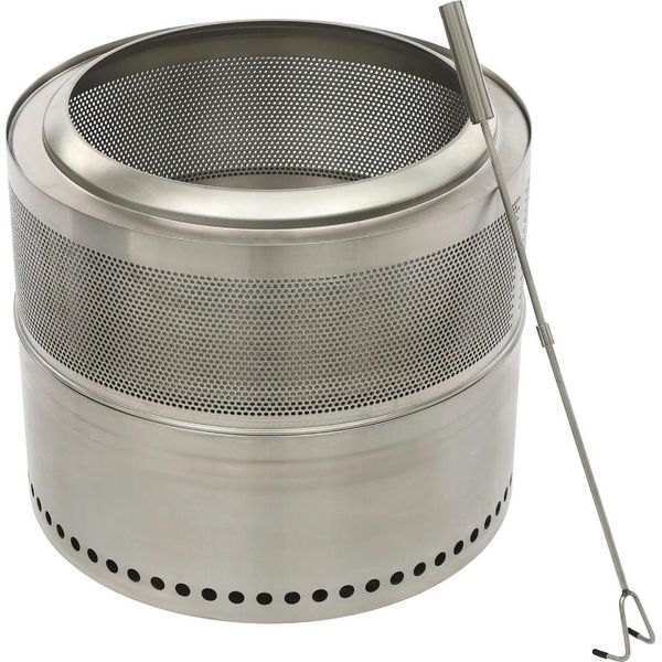 Recipiente Per Fuochi Da Esterno Portatile - Design Rotondo - Acciaio Inox 201 - Bruciatura A Legna - Indipendente - Finitura Lucida - Argento-image