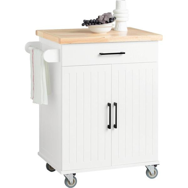 Carrello Da Cucina, Ripiani Regolabili, Design Arrotolabile, Bianco, Bianco-image