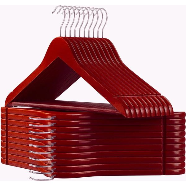 Appendiabiti In Legno, Gancio Rotante A 360°, Design Antiscivolo, Colore Mogano, 36 Appendini-image
