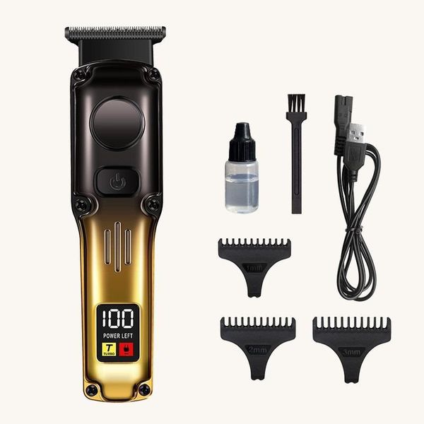 Inf Tagliacapelli Elettrico Retro Oil Head - Rifinitore Ricaricabile Professionale Oro-image